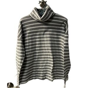 J. Crew 100% cotton gray/white stripe loose turtle neck, size medium.